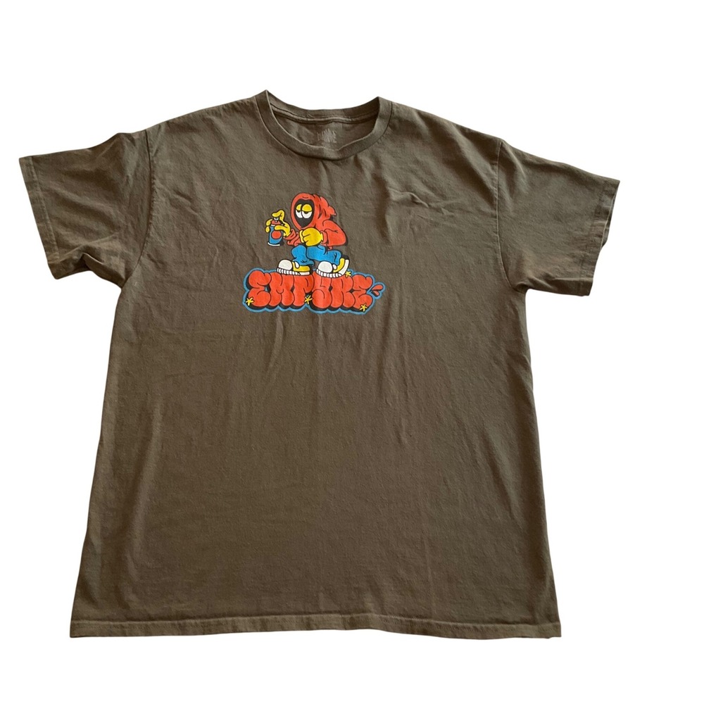 Empire Graphic T-Shirt‎ Mens Large Olive Green Graffiti Character Streetwear Tee